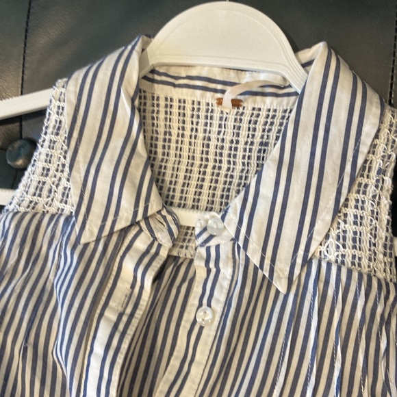 Free People Striped Ruffle Hem Mini Dress - Blue/White - Picture 6 of 12